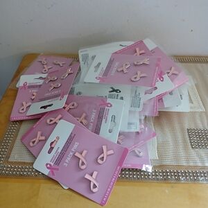 Pink Ribbon Breast Cancer Awareness Lapel Pins Backpack, Purse Bag 31 Pack Lot